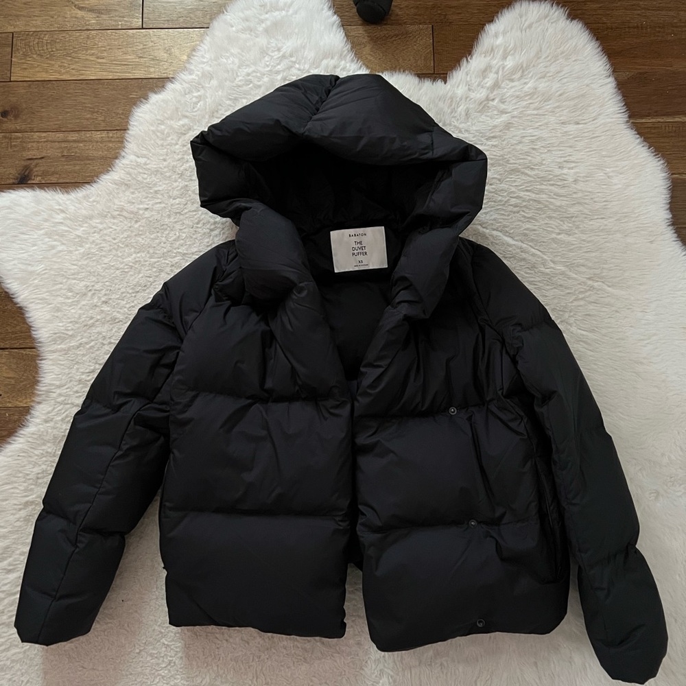 Aritzia Black Hooded Puffer Coat